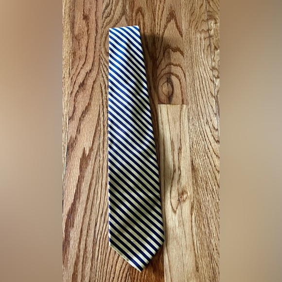 Brooks Brothers  Silk Tie blue and gold stripes - Picture 1 of 5